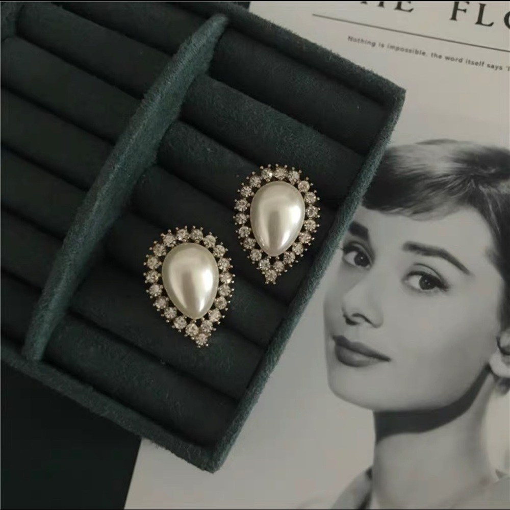 Pearl And Crystal Stud Earrings